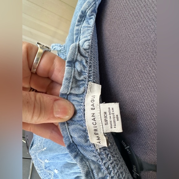 American Eagle Smocked Denim top - Picture 7 of 8